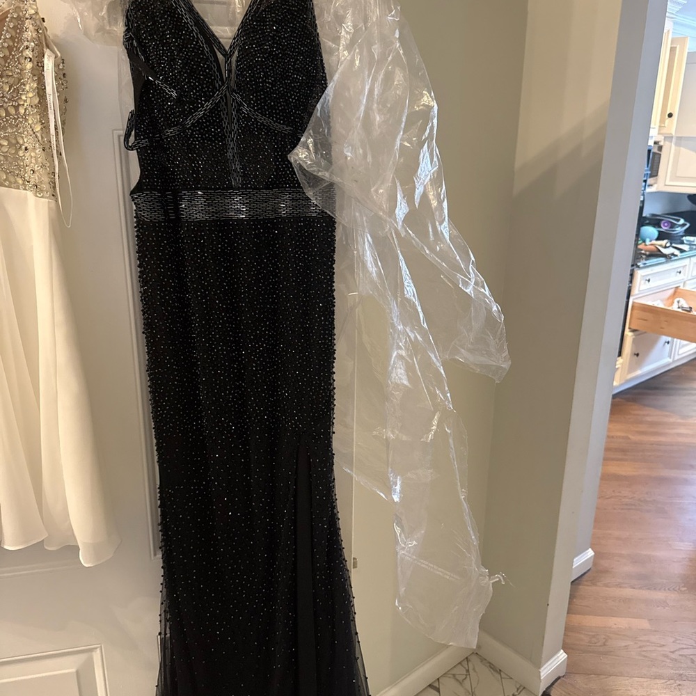 Jovani Black Gown with Beaded Detail